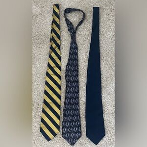 Savile Row Tie Set of 3 - Yellow, Black, Gray and Blue Tones